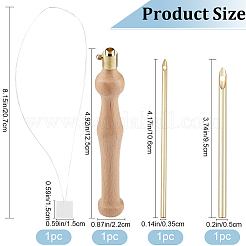 Wood Handle Brass Punch Embroidery Needle Pen & Easy Automatic Threader Set&nbsp;DIY-WH0453-88B