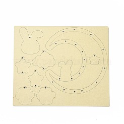 DIYの月とウサギの風鈴作りキット  1個の木板入り  1枚のカードの綿糸と1本のプラスチックの編み針  クラフトを描く子供たちのために  ミックスカラー  糸と針：ランダムな色&nbsp;DIY-A029-01