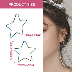 9ペア9スタイル304ステンレススチール幾何学フープピアス  低刺激性のイヤリング  虹色  1ペア/スタイル&nbsp;STAS-FW0001-21