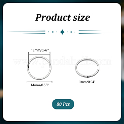 304ステンレススチール製リンキングリング80個  ステンレス鋼色  14x1mm  内径：12mm&nbsp;FIND-UN0003-63