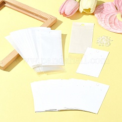 ピアスディスプレイカード  プラスチック製のピアスキャッチとパールフィルムのOPPセロハン袋付き  ホワイト  9x5cm&nbsp;CDIS-FS0001-12D