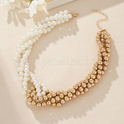 Alloy and CCB Imitation Pearl Round Multi-strand Necklaces for Women&nbsp;FS-WG8340C-01