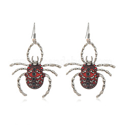 ハロウィンスパイダー合金アクリルダングルイヤリング  アンティークシルバー  58x38mm&nbsp;HA3118