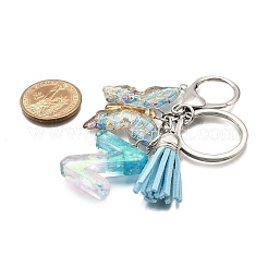 26Pcs Transparent Epoxy Resin & Transparent Acrylic & Faux Suede Tassel Keychain&nbsp;KEYC-JKC01202-26