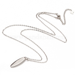 Rhodium Plated 925 Sterling Silver Stamping Blank Tag Pendant Necklaces&nbsp;NJEW-H209-05P