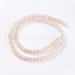 電気メッキガラスビーズセット  ファセットロンデル  淡いチソウ  3.5x2.5~3mm  穴：1mm  約100~101個/連  30~32cm&nbsp;EGLA-D020-3x2mm-71