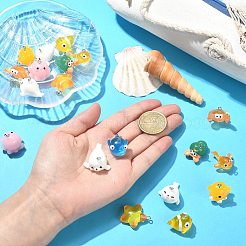 20 個 10 スタイルオーシャンテーマ樹脂ペンダント  海の動物のチャーム  プラチナトーンの鉄ループ付き  タコ＆ヤドカリ＆タツノオトシゴ＆魚  混合図形  ミックスカラー  15~26x15~24x13~20mm  穴：2mm  2個/スタイル&nbsp;RESI-CJ0003-52