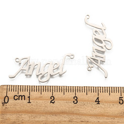 変色しにくい304ステンレススチールペンダント  ワード天使  ステンレス鋼色  12x28x1mm  穴：1mm&nbsp;STAS-M220-08