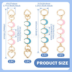 4Pcs 4 Styles Alloy Enamel Moon Link Chain Bag Extension Chains&nbsp;AJEW-TA0003-13