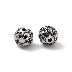 レトロ316サージカルステンレスビーズ  頭蓋骨とのラウンド  手動研磨  アンティークシルバー  8mm  穴：1.5~1.8mm&nbsp;STAS-L307-17AS-10