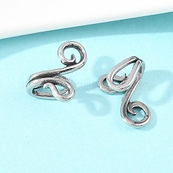 フラワー316ステンレススチール製ノンピアス軟骨ピアス  クリップオン鼻リング  アンティークシルバー  14x11x7.5mm&nbsp;AJEW-C044-07A-AS