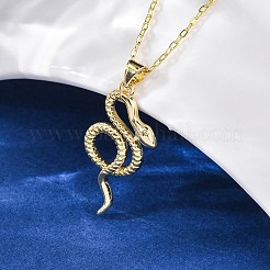 Brass Snake Pendant Cable Chain Necklaces for Women&nbsp;NJEW-S438-01A-G