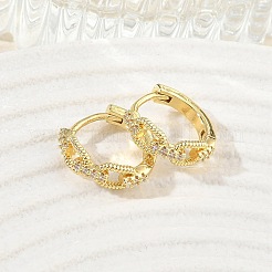 Brass Micro Pave Cubic Zirconia Hoop Earrings&nbsp;KK-CBA30C7-06G