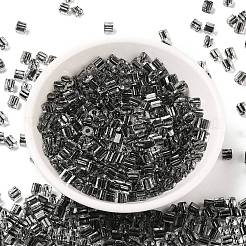ガラスシードビーズ  透明な光沢のあるガラス  角穴  正方形  ブラック  4x4x4mm  穴：1.2mm  222個/ 20g&nbsp;X1-SEED-H002-F-1142