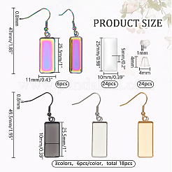 DIY ブランク長方形 304 ステンレススチール ダングルイヤリング製作キット  ミックスカラー  4~49.5x4~11x4~5mm  ピン：0.8mm&nbsp;DIY-PH0022-95
