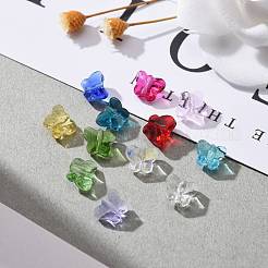 72個12色透明誕生石ガラスビーズ  多面カット  蝶  ミックスカラー  6.5x8x5.5mm  穴：1mm  12色  6個/カラー  72個/箱&nbsp;GLAA-ZZ0001-02