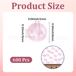 600個のガラスシードビーズ  模造キャットアイビーズ  ロンデル  ピンク  6x3mm  穴：1mm&nbsp;SEED-PA0001-17D