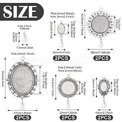10個5スタイルアロイペンダントカボションカット  アブソリュートプラスチック模造パール  オーバル  アンティークシルバー  38~75mm&nbsp;HJEW-TAC0120
