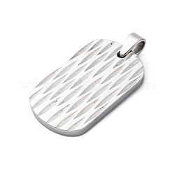 304ステンレスペンダント  長方形チャーム  ステンレス鋼色  37.5x23x3mm  穴：5.5x4mm&nbsp;STAS-U043-11P