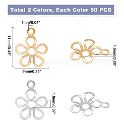 100Pcs 2 Colors 304 Stainless Steel Pendant Open Back Bezel Cabochon Settings&nbsp;STAS-DC0008-81