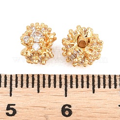 Brass Micro Pave Clear Cubic Zirconia Beads&nbsp;KK-A298-01G