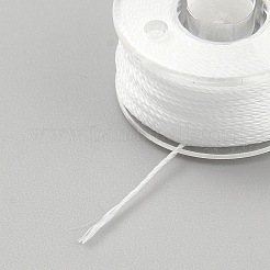 真珠のジュエリー作りのためのナイロンコード  シードビーズ用  ホワイト  0.1mm  約22.97ヤード（21m）/ロール&nbsp;OCOR-WH0112-020