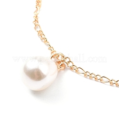 4Pcs 4 Style Alloy Chain Anklets Set with Heart Flat Round and Resin Pearl Charm&nbsp;SJEW-D009-04KCG