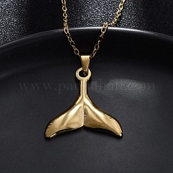 クジラの尾 304 ステンレス ペンダント ネックレス  イオンプレーティング（ip）  18KGP本金メッキ  17.91インチ（45.5cm）&nbsp;NJEW-M096-18G