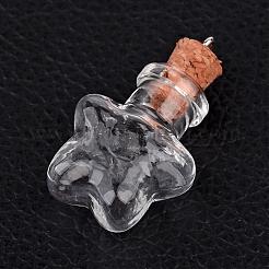 混合形状ガラス瓶ペンダント  プラチナトーン鉄パーツ  透明  31~33x15~26x11~15mm  穴：2mm  ボトル容量：1~10ml（0.03~0.33液量オンス）&nbsp;PALLOY-JF00163