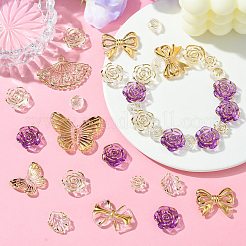 DIYジュエリー作りキット  不透明アクリルビーズとペンダント  混合形状  パープル  17.5~22.5x15~29x3.5~7mm  穴：1~2mm  約20g /セット  20~25個/セット&nbsp;MACR-CJC0004-20B