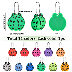 11Pcs 11 Colors PVC Plastic Ladybug Pendant Decorations&nbsp;HJEW-SC0003-23