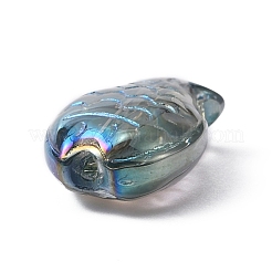 電気メッキガラスビーズ  フル虹メッキ  魚  士官候補生ブルー  10x14x6mm  穴：0.8mm&nbsp;EGLA-WH0002-02C