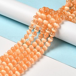 天然セレナイトビーズ連売り  グレードA  染め  ラウンド  サンゴ  8.5mm  穴：0.8mm  約46個/連  15.35''（39センチメートル）&nbsp;G-P493-01I