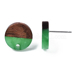 Resin & Walnut Wood Stud Earring Findings&nbsp;MAK-N032-007A-H03