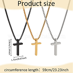 3Pcs 3 Colors Stainless Steel Cross Pendant Necklace with Box Chains&nbsp;NJEW-AN0001-76