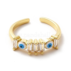 Enamel Evil Eye & Cubic Zirconia Open Cuff Ring&nbsp;KK-H439-40A-G