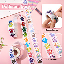 2 Rolls 2 Colors Dog Paw Print Paper Stickers&nbsp;DIY-TA0011-56