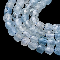 天然石アクアマリンビーズ連売り  多面カット  キューブ  4~5x4~5x4~5mm  穴：1mm  約84個/連  14.96''（38センチメートル）&nbsp;G-P629-C01-01