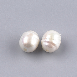 アクリルパール調ビーズ  ABカラー  オーバル  貝殻色  12x10mm  穴：1.8mm&nbsp;X-OACR-S024-22