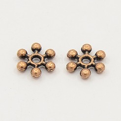 混合チベットシルバースノーフレークスペーサービーズ  ミックスカラー  8.5x2.5mm  穴：1.5mm&nbsp;X-TIBEB-X0009