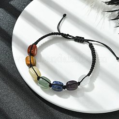 Natural Mixed Gemstone Cuboid Braided Bead Bracelet&nbsp;BJEW-JB09796