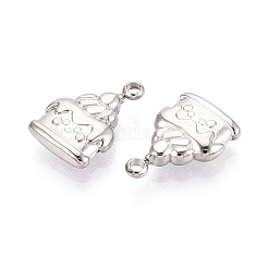 304ステンレススチールチャーム  変色防止  ケーキチャーム  ステンレス鋼色  15x10x3mm  穴：1.8mm&nbsp;STAS-T067-79P