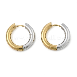 201 ステンレススチール ツートンフープピアス  304ステンレスピン付き  18KGP本金メッキ  18x4mm&nbsp;EJEW-Q002-01G-06