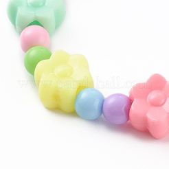 アクリルキッズブレスレット  ストレッチビーズブレスレット  花のプラスチックビーズ付き  カラフル  内径：1-3/4インチ（4.3cm）&nbsp;BJEW-JB06116-01