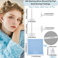 20Pcs 925 Sterling Silver Round Flat Pad Stud Earring Findings&nbsp;DIY-BBC0001-81