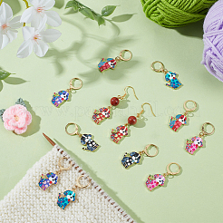 12Pcs 6 Styles Dog Alloy Enamel Pendant Locking Stitch Markers&nbsp;HJEW-NB00265