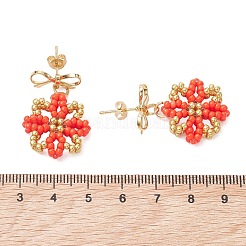 Glass Seed Beads Dangle Stud Earrings&nbsp;EJEW-MZ00702