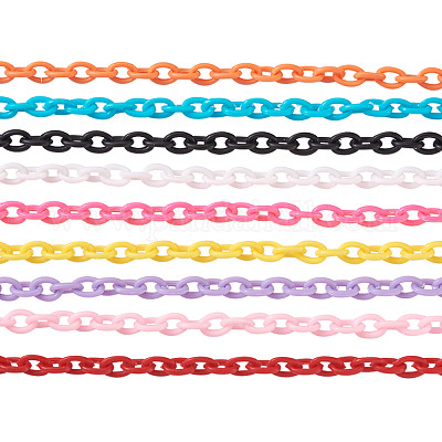 ABSプラスチックアズキチェーン  オーバル  ミックスカラー  15~15-3/8インチ（38~39cm）  5.5~6mm  9色  1連/色  1連売り/箱&nbsp;KY-BT0001-001-1
