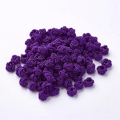 ポリエステルファブリックビーズ  ラウンド  青紫色  6x5mm  穴：4mm  約200個/袋&nbsp;WOVE-N002-40-1