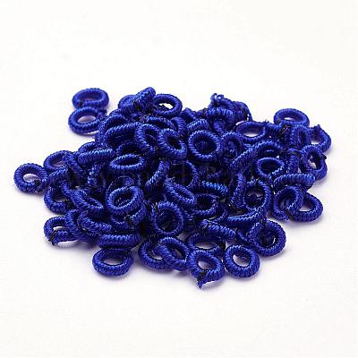 ポリエステルファブリックビーズ  リング  ミディアムブルー  6x2mm  穴：3mm  約200個/袋&nbsp;WOVE-N003-69-1